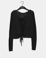 Turrat Frill Wave See-Through Ribbon Strap Cardigan