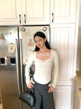 Square Lace Line Long Sleeve T-Shirt