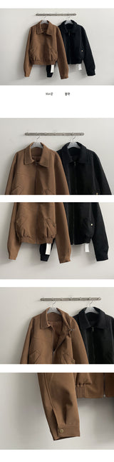 Suede st incision half cropped jumper jacket