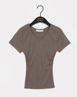 Monve Side Shirring V-neck T-shirt