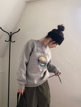 サンセットプリント ルーズフィット スウェットシャツ(2color)