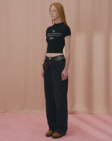 ラブレースクロップTシャツ-BLACK