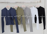 Hood Diagonal Snap Button Wrap T-Shirt