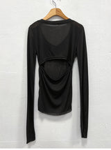 SLIM CUT OUT V NECK SLEEVE (2COLOR)