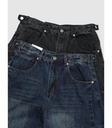Round denim pants