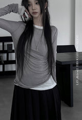 layered see-through long sleeve T (4color)