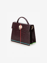 LAZEL MINI CROC ショルダーレザーバッグ / Wani Burgundy