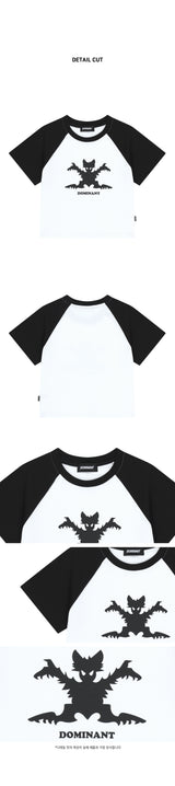 バットラグランクロップTシャツ_ホワイト