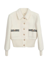 Gold button quilting jacket cardigan