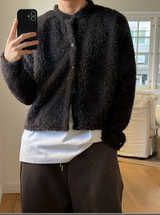 [Unisex] ヘアリークロップラウンドニットカーディガン(3color)