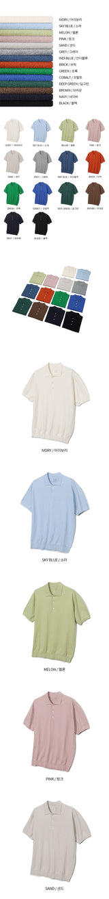 [S/S] ウォッシャブルタッチカラハーフニット(14color)