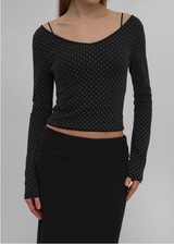 [MADE] Sevenni Dot V-neck Long Sleeve T-shirt