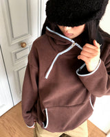 Fonan Two-Tone Diagonal Half-Zip Fleece Hoodie