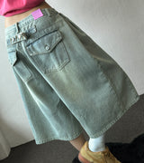 If Side Pintuck Denim Bermuda Shorts 3color