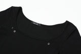Eyelet side-cut tee (black)