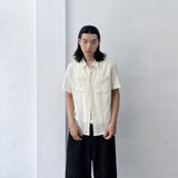 Muted Oat Crinkle Short Sleeve Shirt