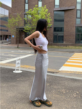 SATIN STRAP MAXI SKIRT (2COLOR)
