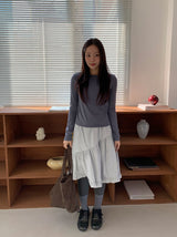 Silk Frill Banding Midi Skirt