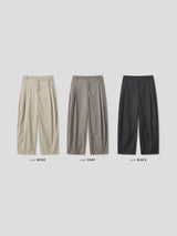 Mother-of-pearl Balloon Wide Slacks 3COLOR