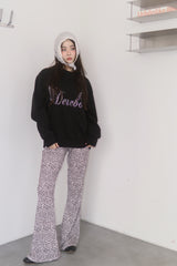 Spandex Leopard Banding Bootcut Pants
