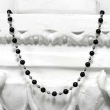 ss-Nature beads+ chain necklace_black