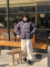 [unisex] ヒョカンチェックカラーマッチングウェロンパディングジャンパー