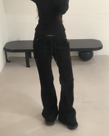 Banding Low-Rise Loose Bootcut Pants