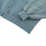 VINTAGE WASHING DENIM HOODIE ZIP UP