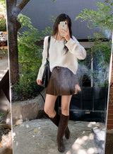 Suede Leather Long Boots (2color)