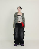 Square pocket balloon fit corduroy pants