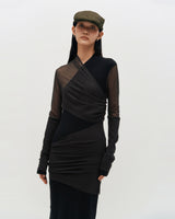 Layered Long Sleeve Dress _ BLACK