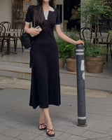 Pint coloring collar long dress