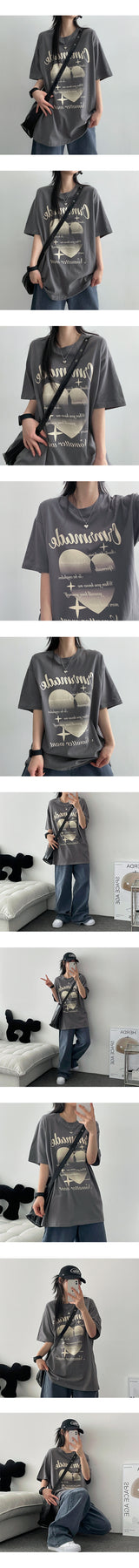 リカーリングハートラウンド半袖Tシャツ