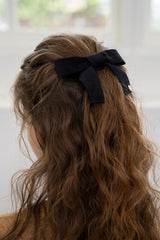 シルバーコーデュロイリボンヘアピン
