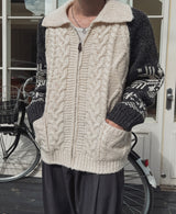 Bomb Cowichan color matching knit zip-up