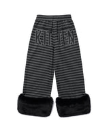 STRIPED FUR KITTEN WIDE SWEAT PANTS BLACK(CV2GFFPA01A)