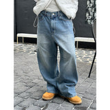 [Unisex] Hive curve line denim pants(2color)