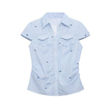 Cherry Piece Crinkle Button Shirt 232105612