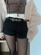 Leopard belt & brushed short pants SET (3 colors)