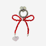 [MADE]Red Ribbon Bead Keyring&Tok