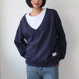 Bonnie Deep V-Neck Sweatshirts Navy