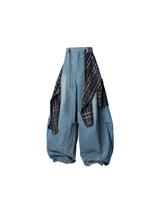 RELABEL Spatial Relations (Extended Form) Ice Blue Detachable Checkered Bum Cover Oversized Denim Trousers
