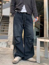 Track string denim pants