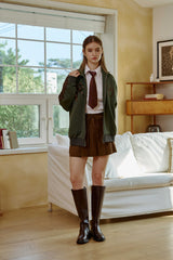 ARI PEACH FLEECE JERSEY TRACK TOP / KHAKI