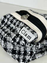 Clam round pouch _ Tweed gray
