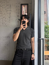 Mon pigment ribbed polo shirt