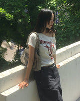 Epee Crack Printed Off-Shoulder Short Sleeve T-Shirt