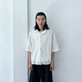 Sheer Openwork Knit Short Sleeve Shirt