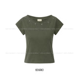 Kit Eyelet Boat Neck Slim Short Sleeve