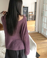 ノーズフラワーボートネックルーズフィットロングニット